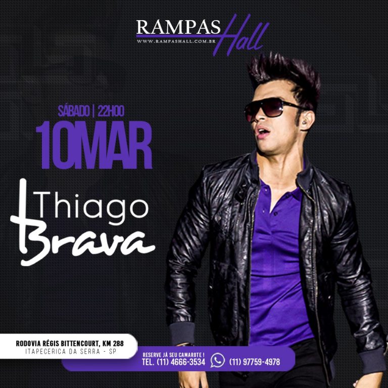Thiago Brava neste sábado no Rampas Hall