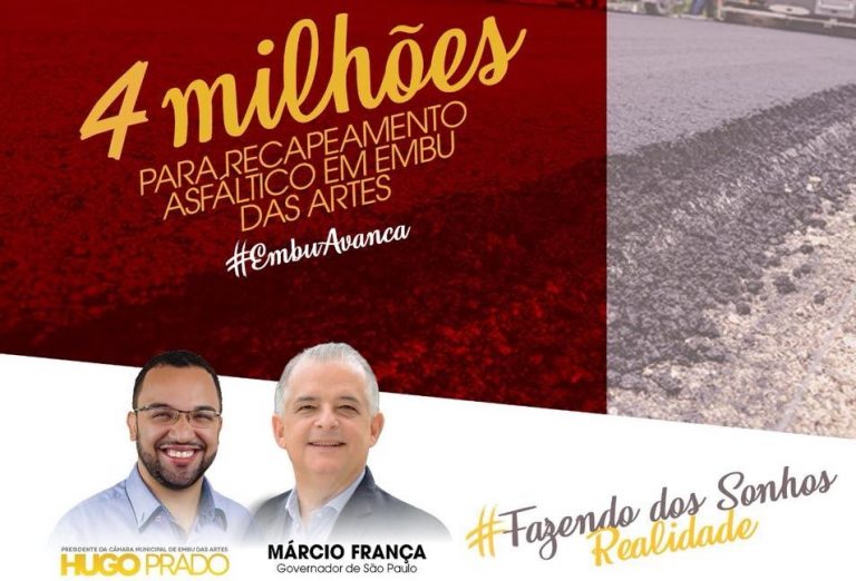 Hugo Prado conquista 4 milhões do Governo do Estado para ampliação de asfalto em Embu das Artes