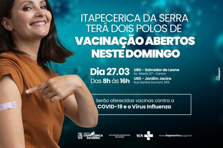 Itapecerica da Serra terá dois polos de vacinação abertos neste domingo