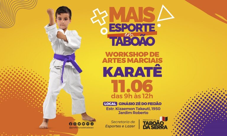 Secretaria de Esportes e Lazer realizará Workshop de Karatê no sábado, 11/06