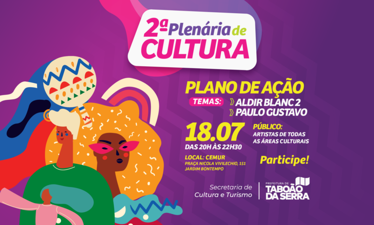 Prefeitura de Taboão da Serra realizará a 2ª Plenária de Cultura