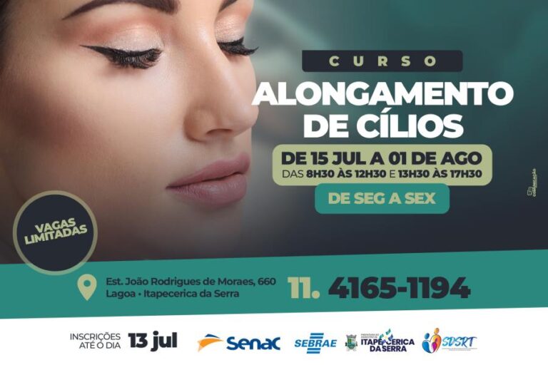 Prefeitura abre inscrições para o 3º Curso de Alongamento de Cílios