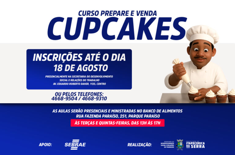 Oportunidade: curso “Prepare e Venda Cupcakes” está com inscrições abertas em Itapecerica da Serra