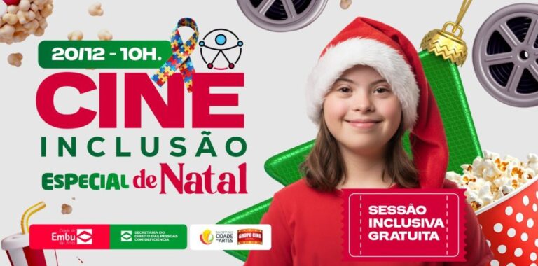 Cine Inclusão Especial de Natal terá sessão dia 20/12 e as inscrições já estão abertas